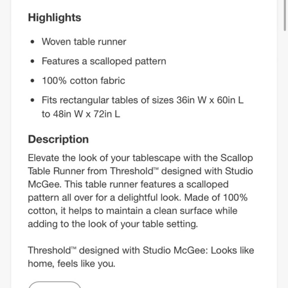 Scallop Table Runner - Threshold™ designed with Studio McGee new 🆕 - Picture 4 of 6